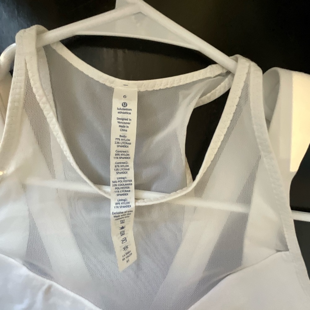 Lululemon White Razor back sports top